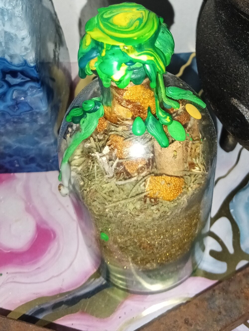 Prosperity Witch Bottle | Money Abundance Spell Jar | Handmade Green Witch Altar